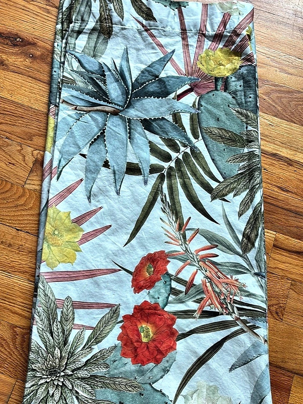 World Market Floral  shower Curtain in Blue & Red